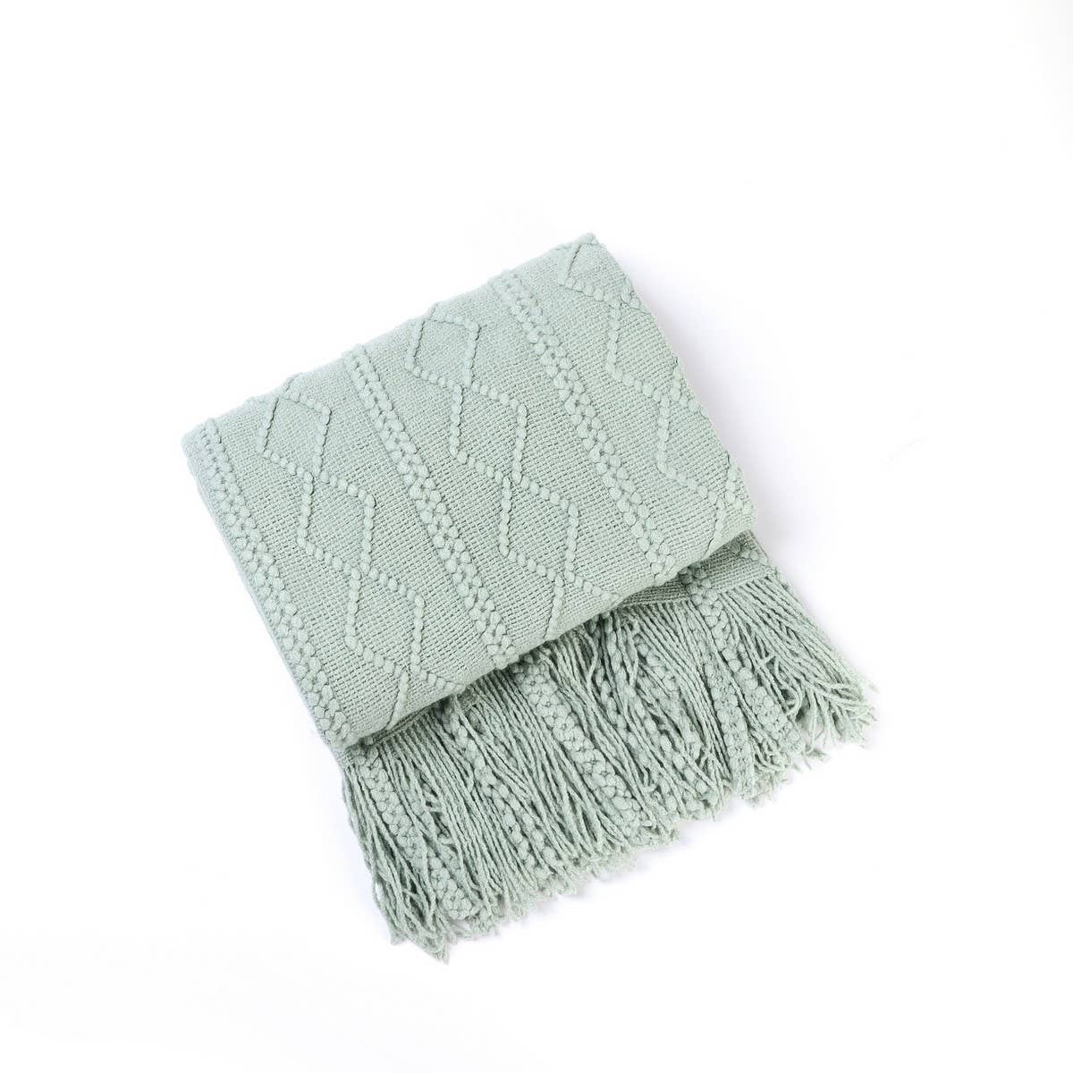 KNITTED WARM BLANKET WITH TASSELS_CWMM0199