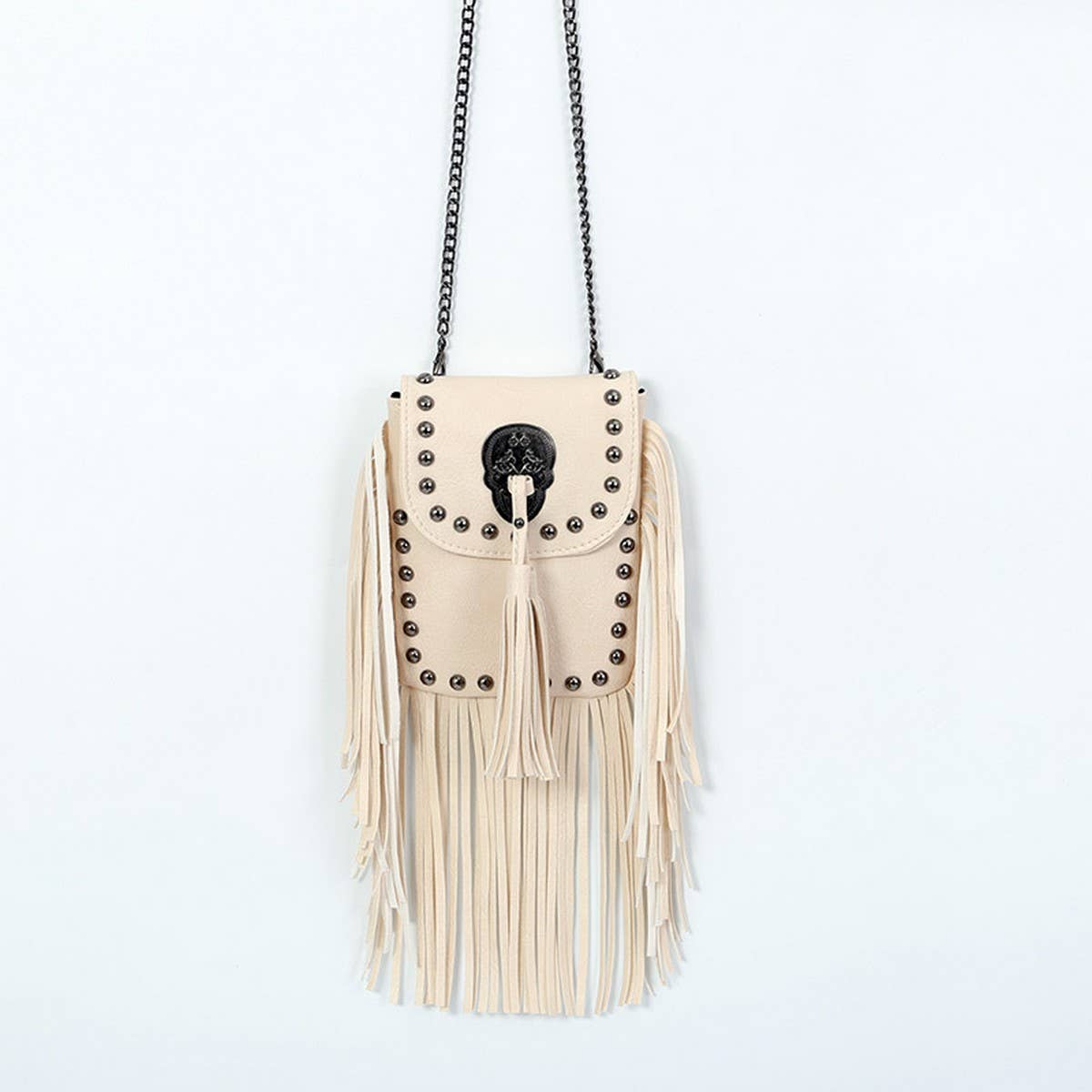 Cwab4543_Rivet Tassel Chain Shoulder Crossbody Bag