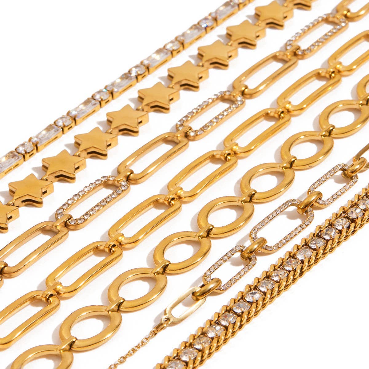 CLASSIC 18K GOLD PAPERCLIP HOLLOW CHAIN BRACELET_CWAJE4637