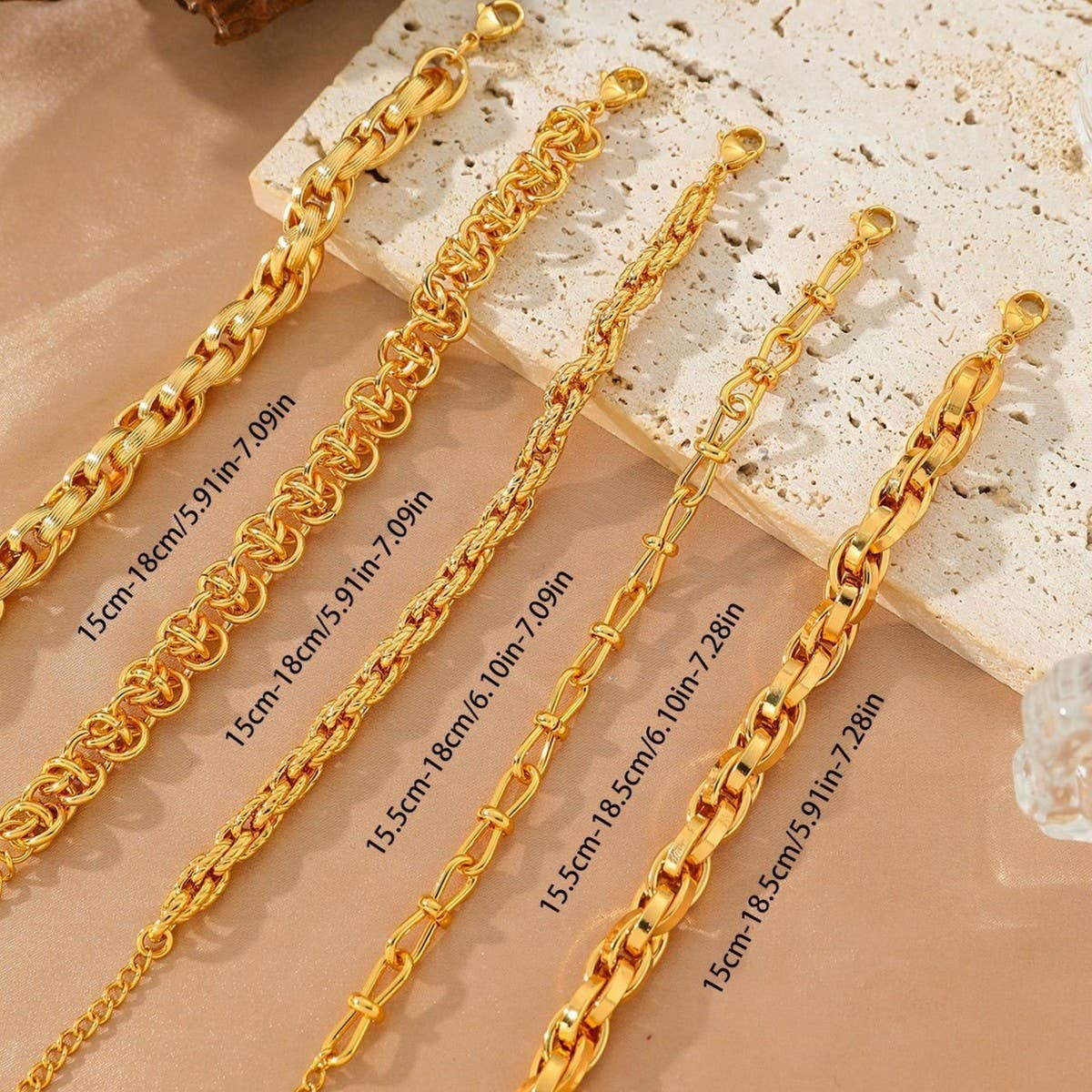 Vacuum Plated 18K Gold Non-Fading Chain Bracelet_Cwmm3725