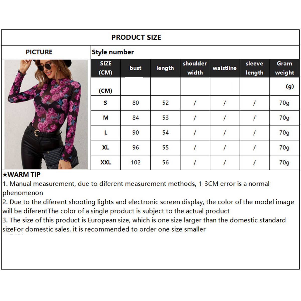 FLORAL PRINT MESH LONG SLEEVE MOCK NECK TOP_CWTBLL3427