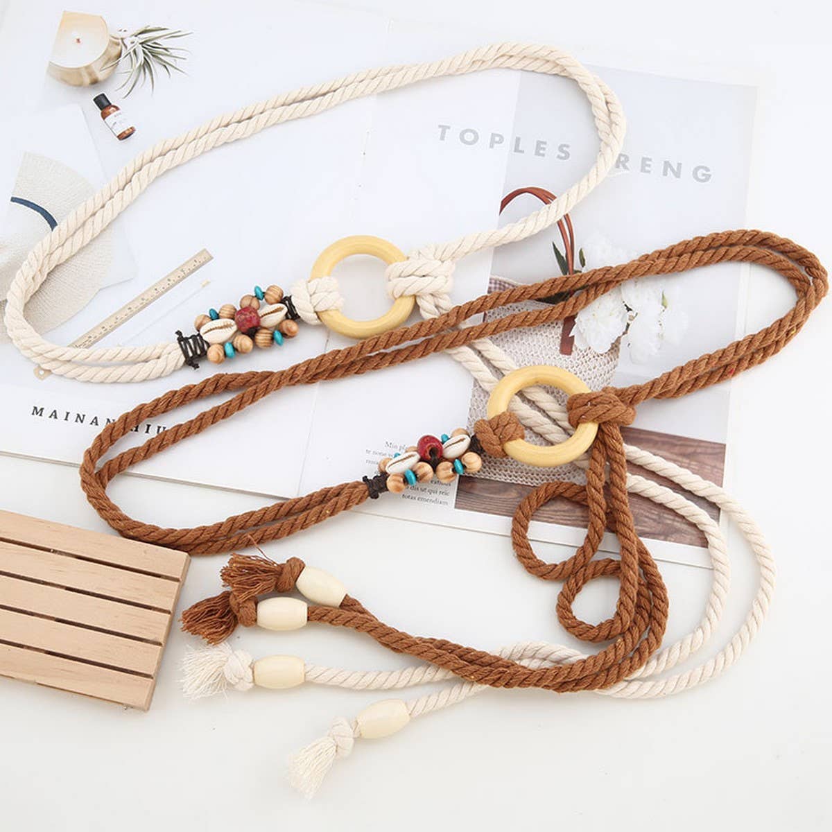 Cwabe0567_Bohemian Tassel Wood Button Belt
