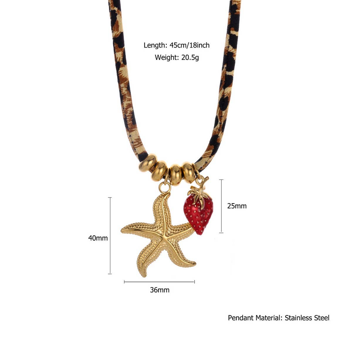 OCEAN ROPE NECKLACE WITH STARFISH FISH CHARMS_CWMM8813