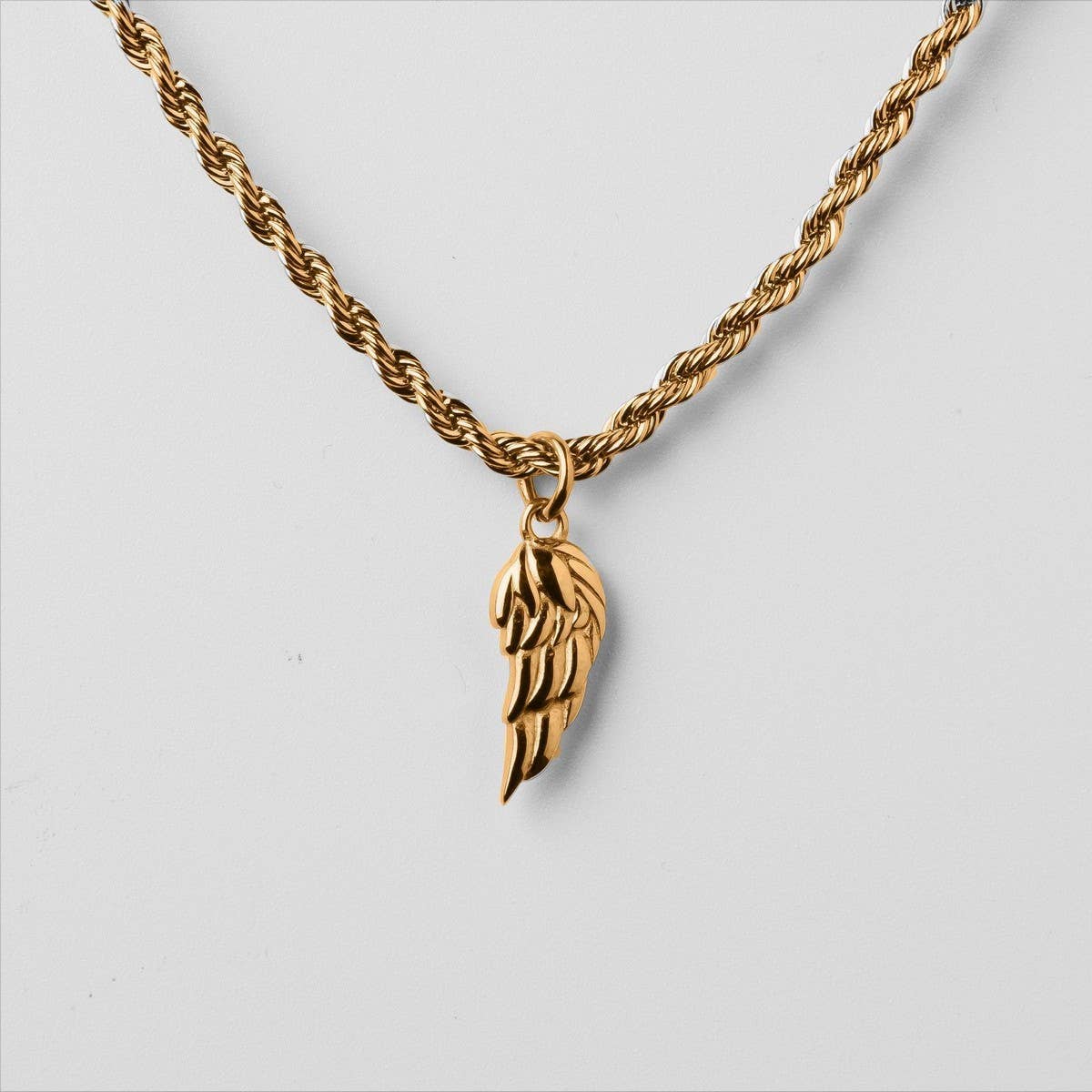 STAINLESS STEEL MENS WING PENDANT NECKLACE_CWMM5558