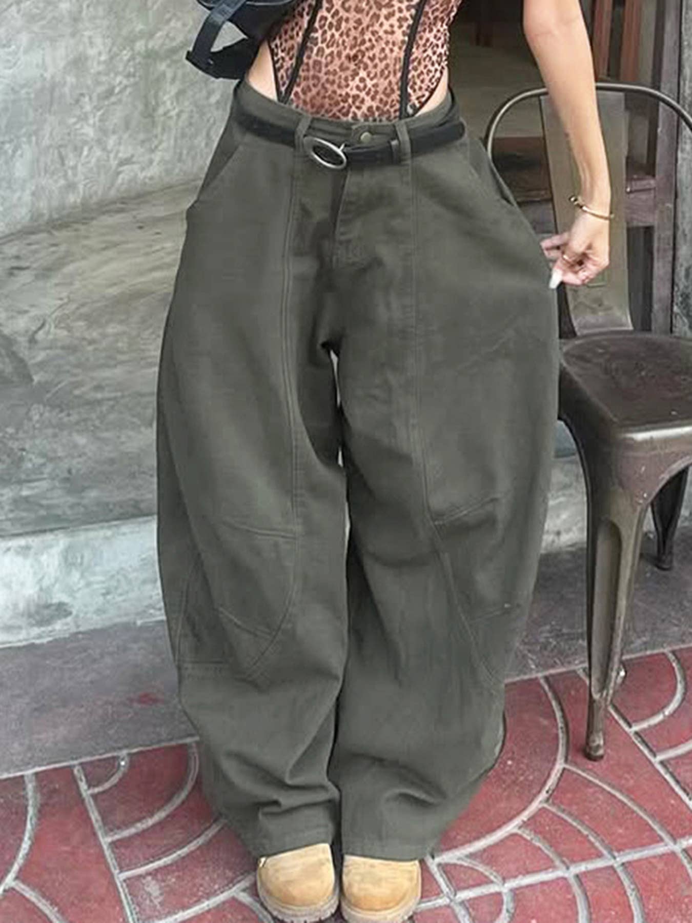 West Coast Split Loose Wide-Leg Jeans