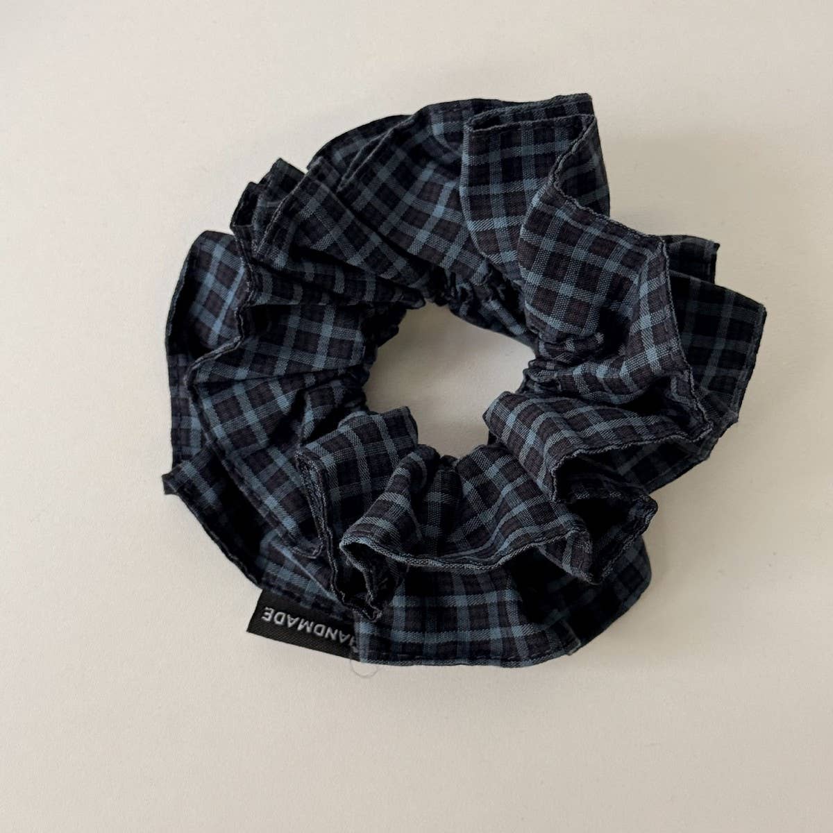 Double Plaid Scrunchie Retro Low Pony Hair Tie_Cwaha07982