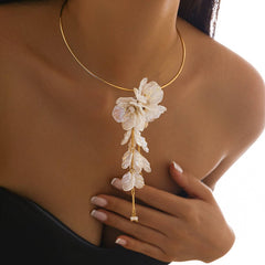 COLORFUL MERMAID FLOWER NECKLACE EARRING SET_CWMM3251