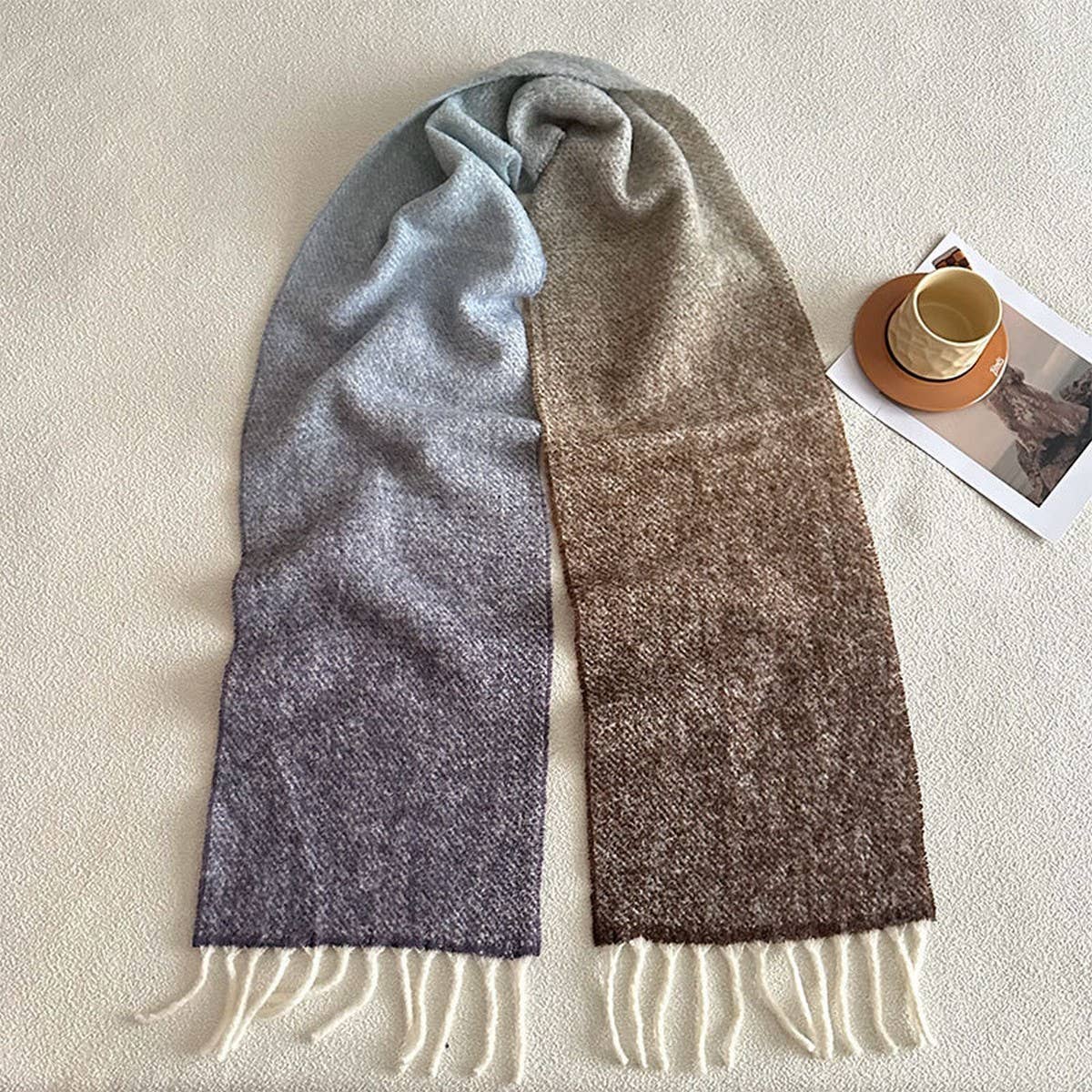 GRADIENT WOOL SCARF THICK SOFT WINTER WRAP_CWASC2362