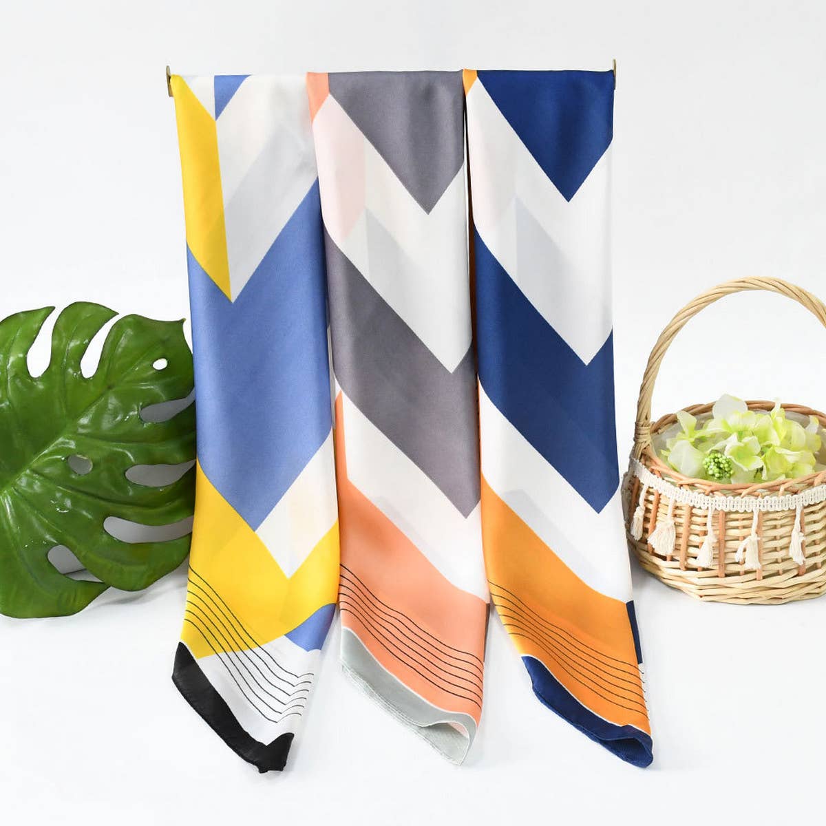 STRIPED SATIN SCARF 70CM CHIC SUMMER SUN WRAP_CWASC1153