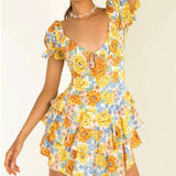 Stylish Slim Short Sleeved Lace-Up Front Dress