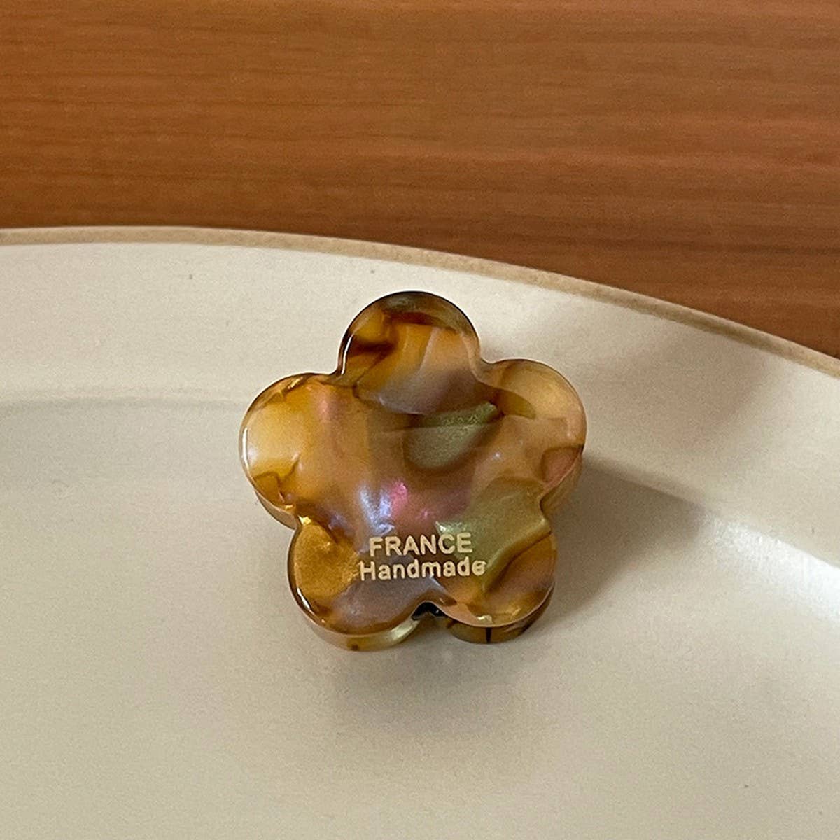 INK BROWN FLORAL MINI HAIR CLAW RETRO BANG CLIP_CWAHA3951