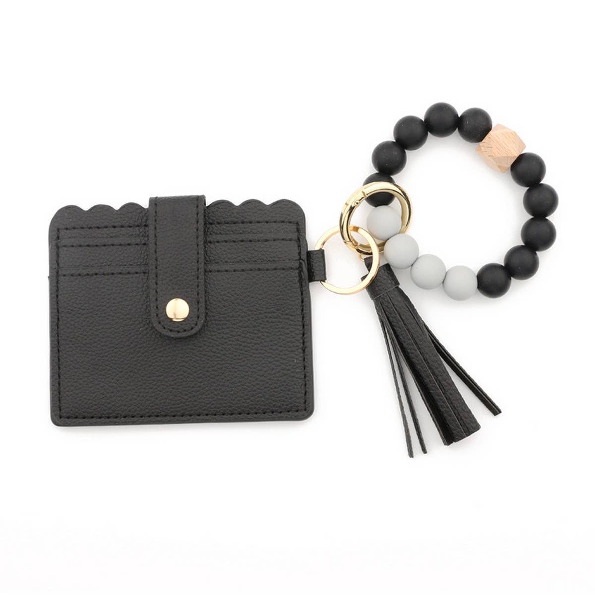 SILICONE BEAD BRACELET CARD BAG TASSEL KEYCHAIN_CWAJE0656