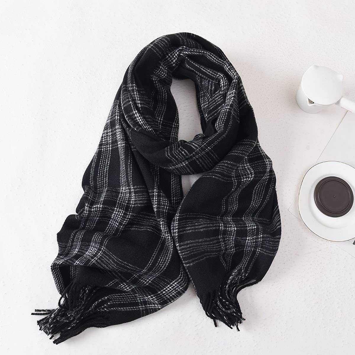 Women Simple Casual Warm Plaid Scarf