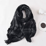 Women Simple Casual Warm Plaid Scarf