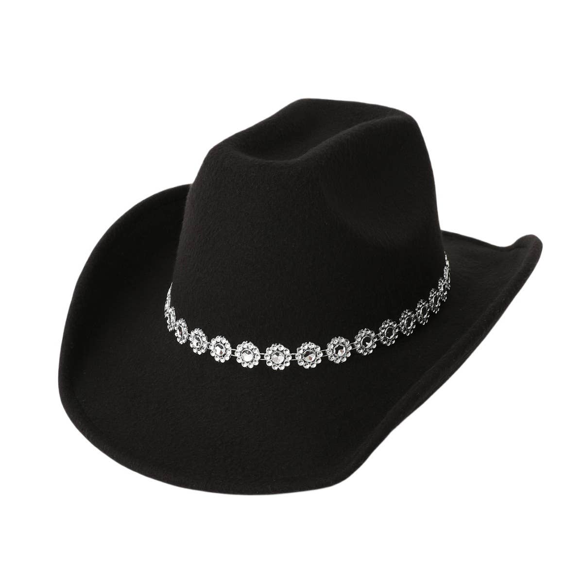 SPIRAL SEQUIN BRIM WESTERN FELT FEDORA HAT_CWAH3625