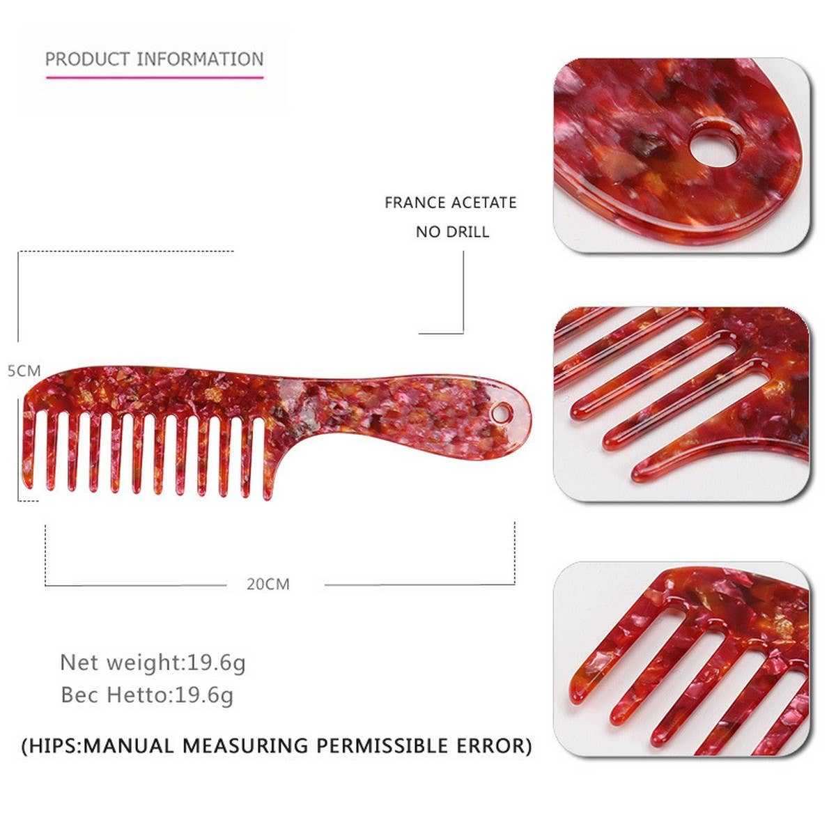 SIMPLE MARBLE ACETATE COMB HEADPIECE_CWAHA4175