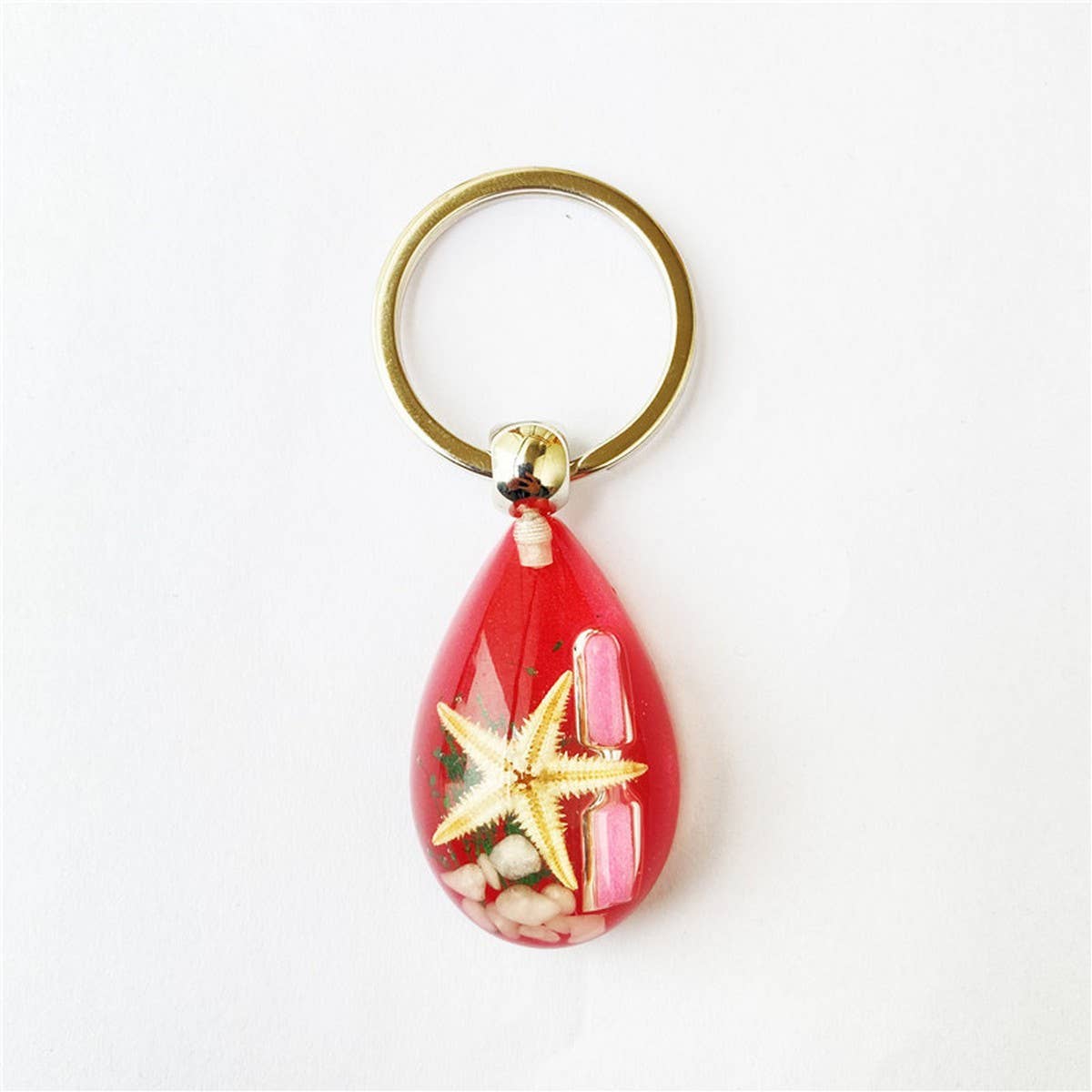 CREATIVE STARFISH HOURGLASS KEYCHAIN PENDANT_CWMM3699