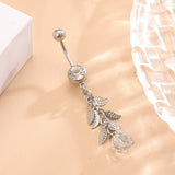 LEAF TASSEL CZ BELLY RING FOR NAVEL PIERCING_CWMM9249