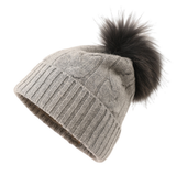 Winter Knit Pom Pom Hat Soft Cashmere For Her_Cwah3996