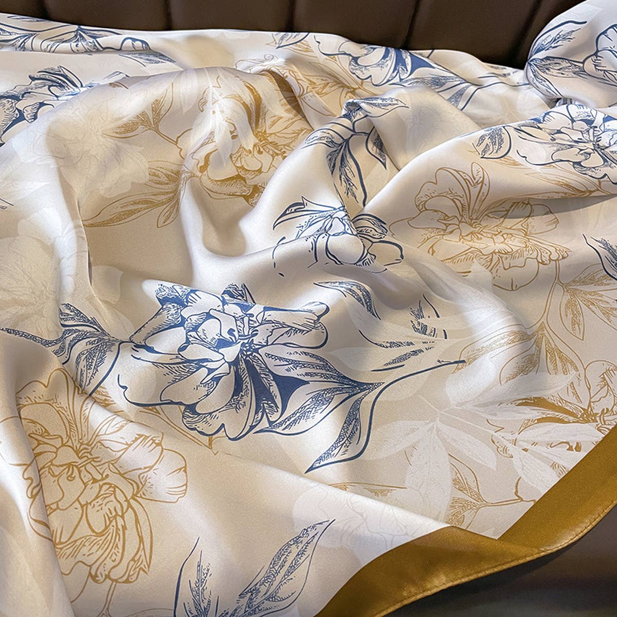 Lightweight Satin Square Scarf For Sun Travel Wr