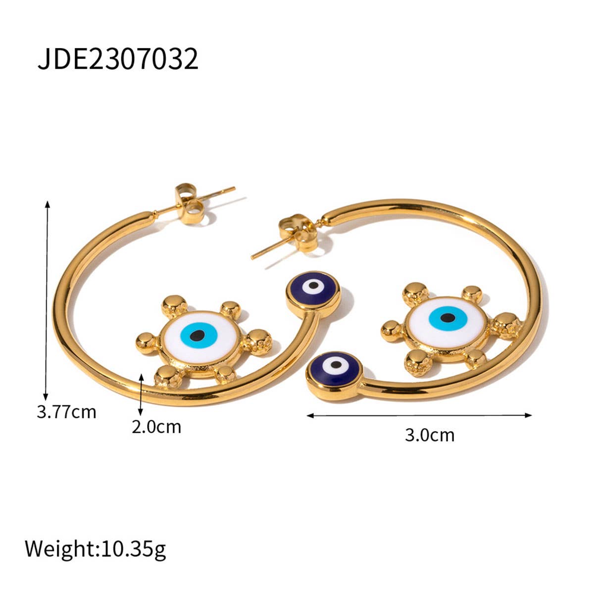 OIL DRIPPING BLUE EVIL EYE PENDANT RINGS EARRINGS_CWAJE0621
