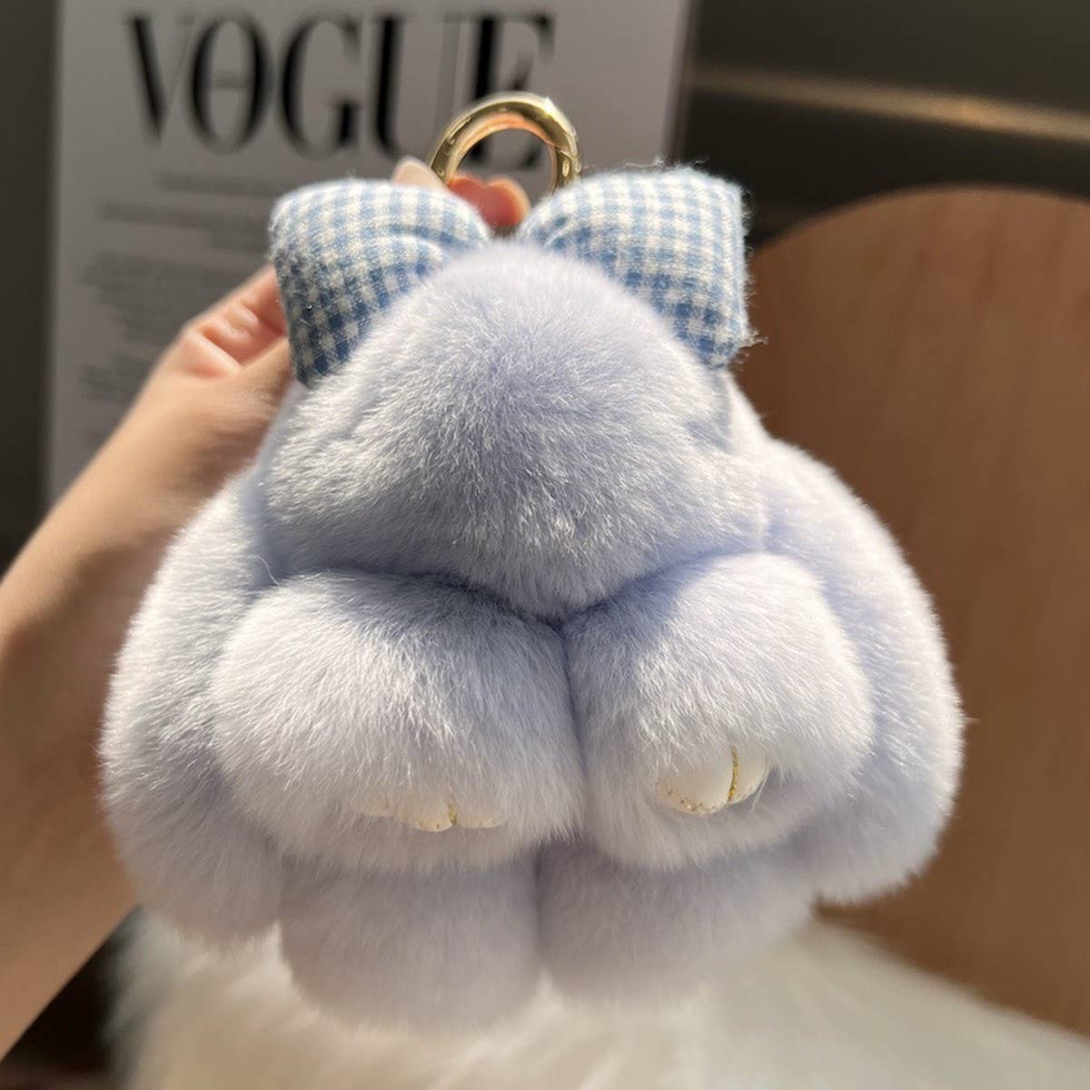 CUTE PLUSH DOLL BOW BUNNY CAR KEYCHAIN PENDANT_CWMM2477