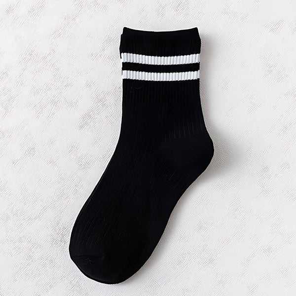 2 STRIPE COTTON MID SOCKS FOR WOMEN WHOLESALE_CWMS070