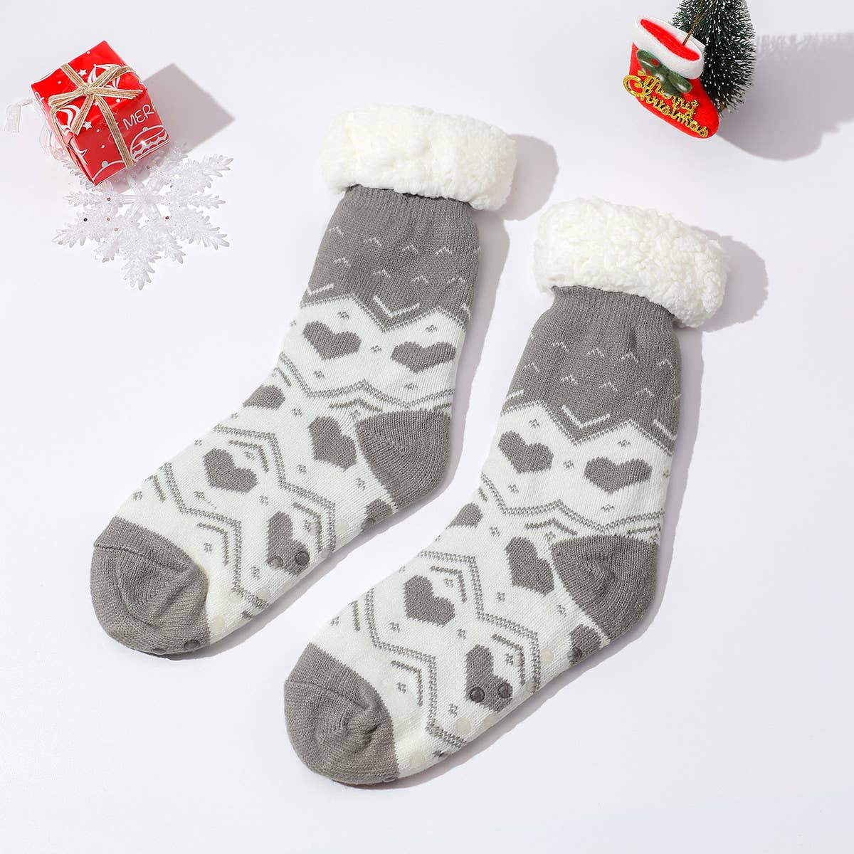 LOVE HEART FLOOR SOCKS FUZZY INDOOR SLIPPER SHOES_CWMS0726