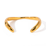 18K GOLD IRREGULAR WAVE CUFF IN TITANIUM STEEL_CWAJE4654