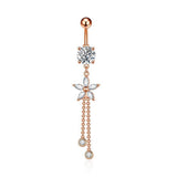 TASSEL FLOWER PETAL STAINLESS STEEL BELLY RING_CWMM9459