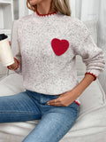 Valentines Day Half Turtleneck Love Jacquard Pullover