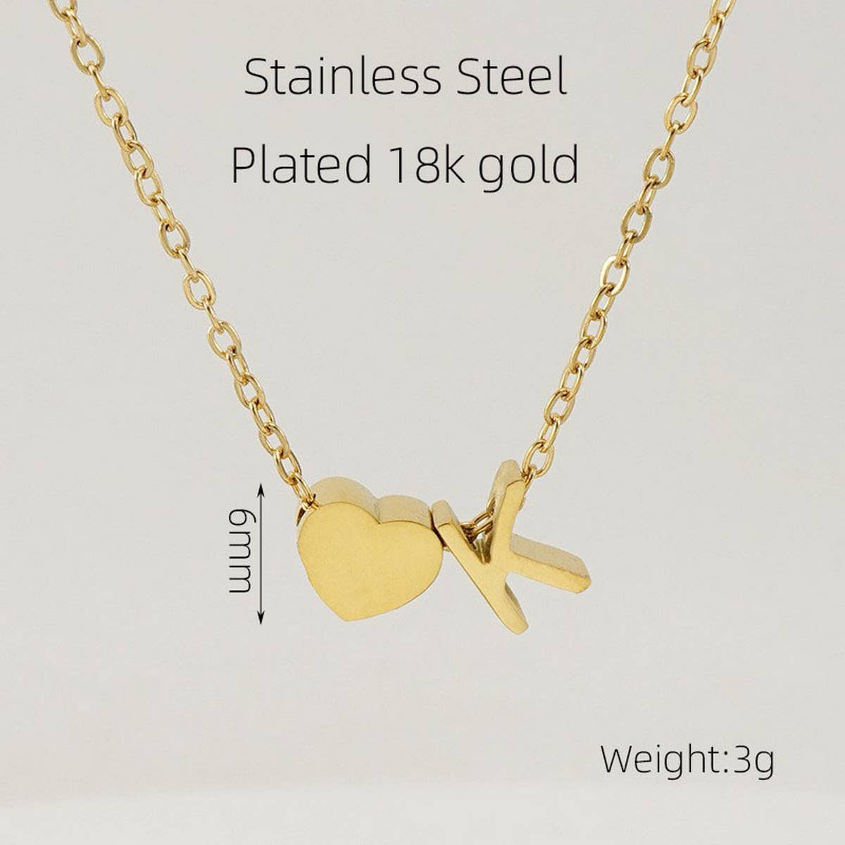 18K GOLD HEART LETTER PENDANT NECKLACE_CWAJE0692
