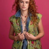 GOLD PLATED NECKLACE WITH COLORFUL ROUND PENDANT_CWMM3828