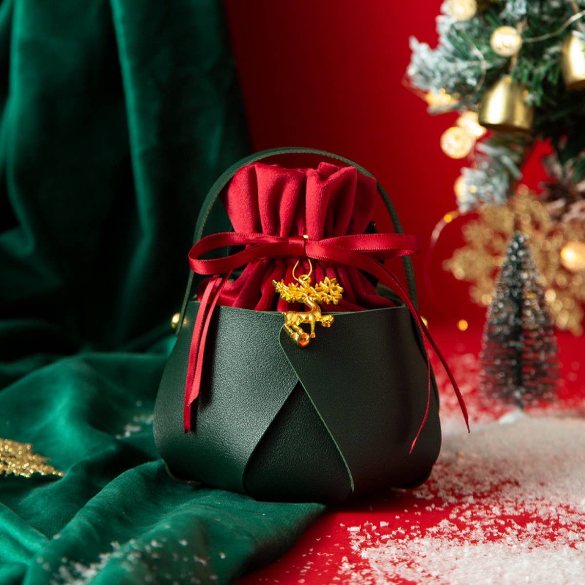 Christmas Apple Bag Pu Gift Tote Candy Box_Cuab00756
