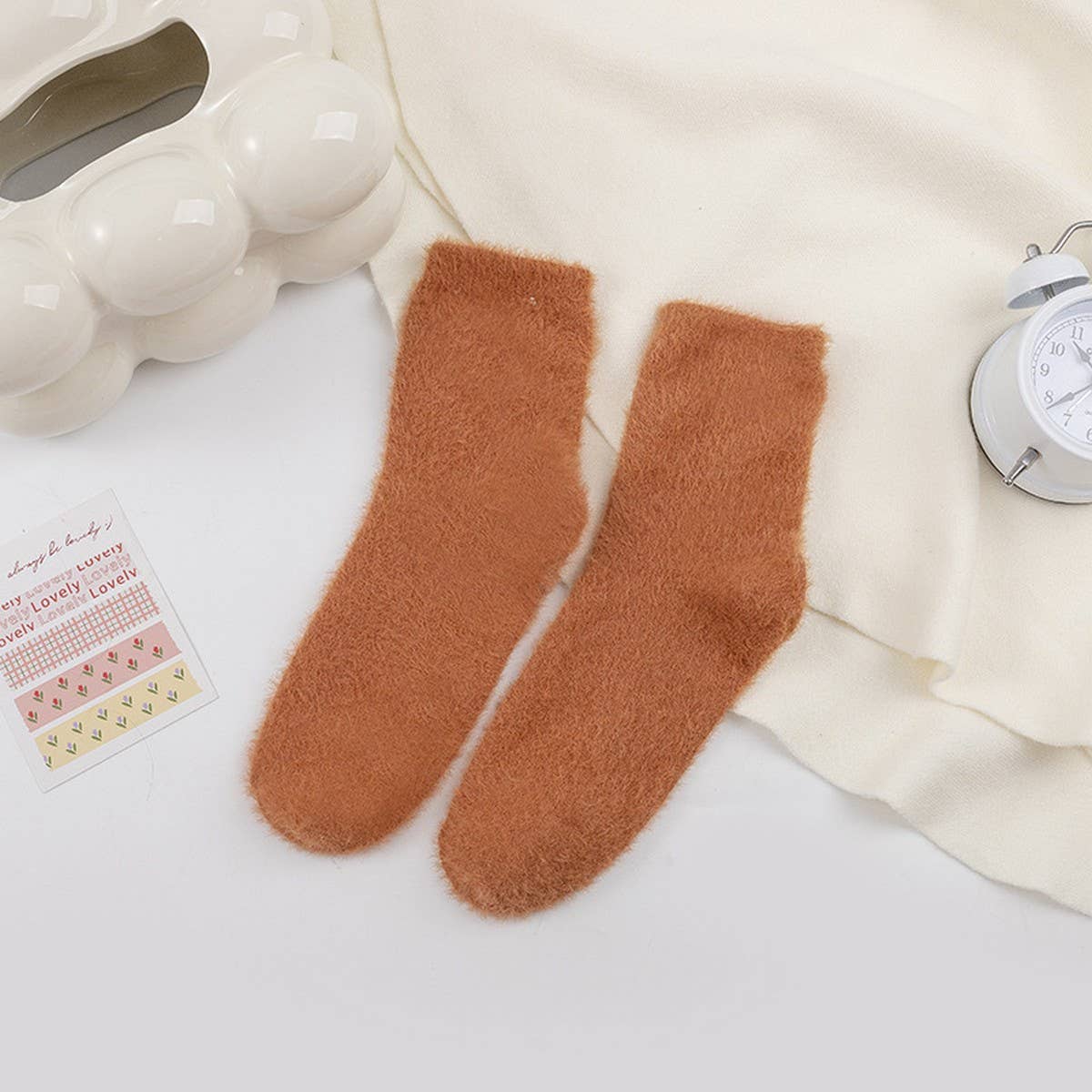 Winter Warm Mid-Tube Socks Solid Color Socks_Cwms0970