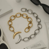 SMOOTH MOON OT CLASP BRACELET 18K GOLD STEEL_CWAJE4757