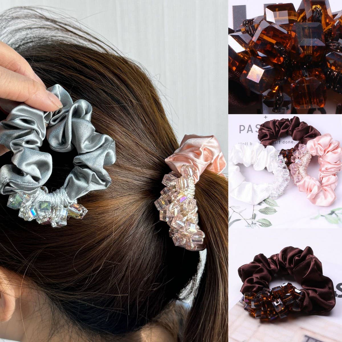 ELEGANT CRYSTAL SCRUNCHIE FASHION HAIR TIE_CWAHA6863