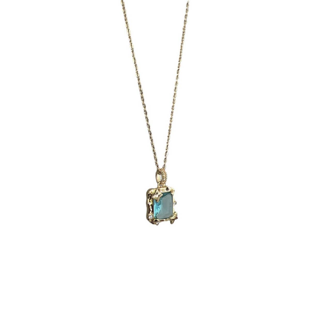 BLUE ZIRCON SQUARE STAR NECKLACE_CWAJE1254