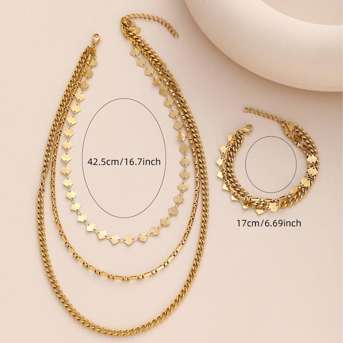 MULTI LAYER DIAMOND GOLD PLATED NON FADING NECKLACE_CWMM3673