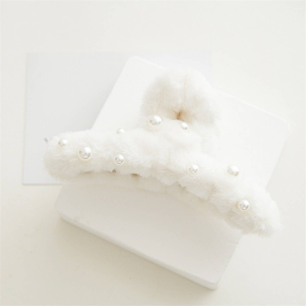Pearl Fuzzy Hair Claw Clips For Fall,Winter_Cwaha0376