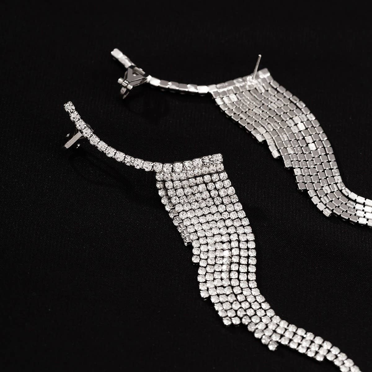 FRENCH STYLE TASSEL RHINESTONE EARRINGS_CWAJE1140