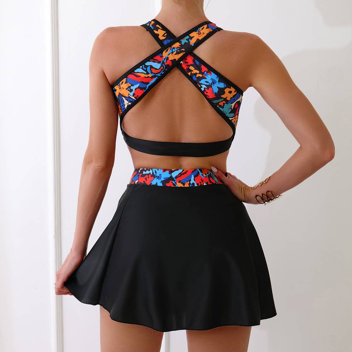 PRINTED CUTE SKIRT THREE PIECE SWIMSUIT_CWMW0324