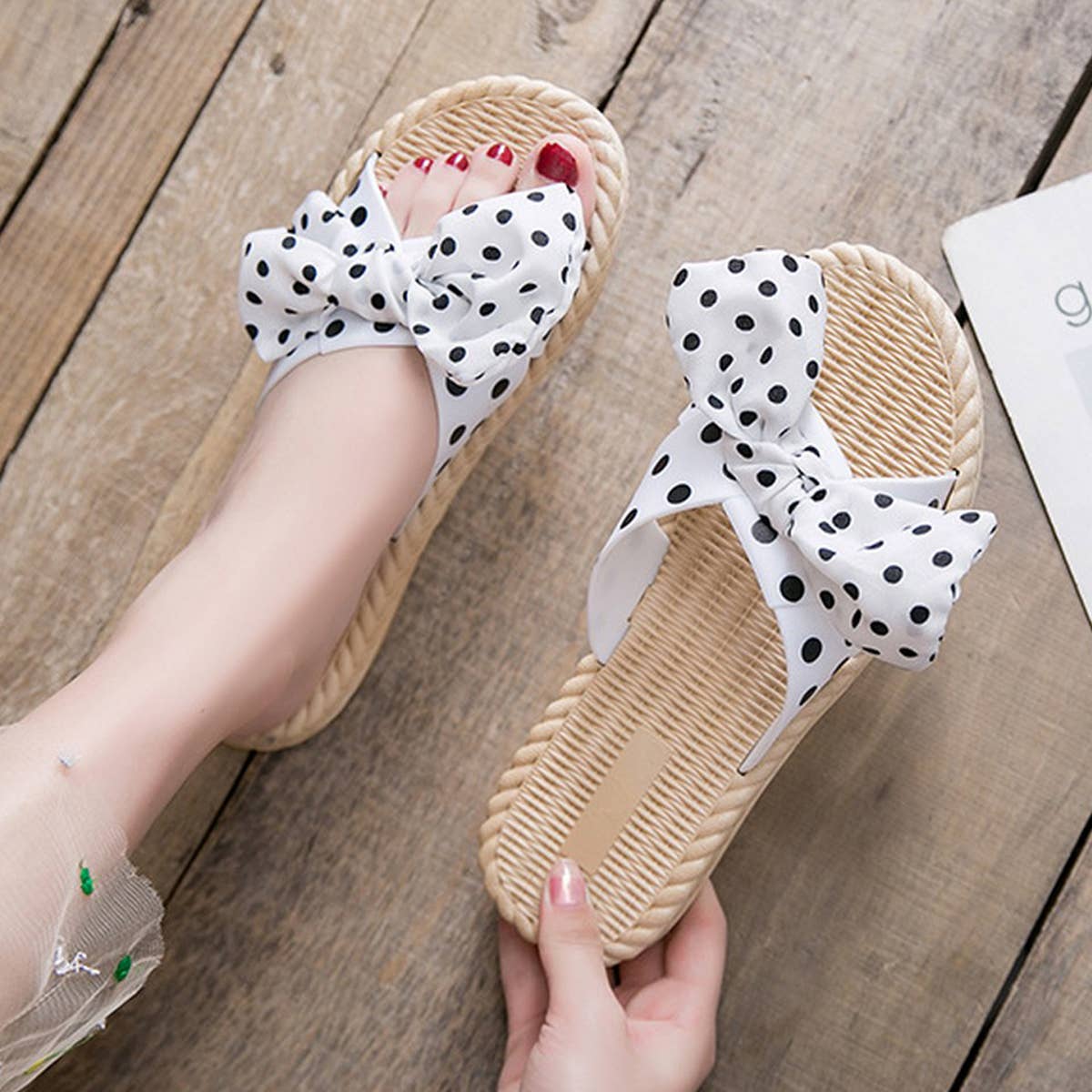 BOW DECORATED NON SLIP SLIPPERS FOR WOMENS_CWSHS0675