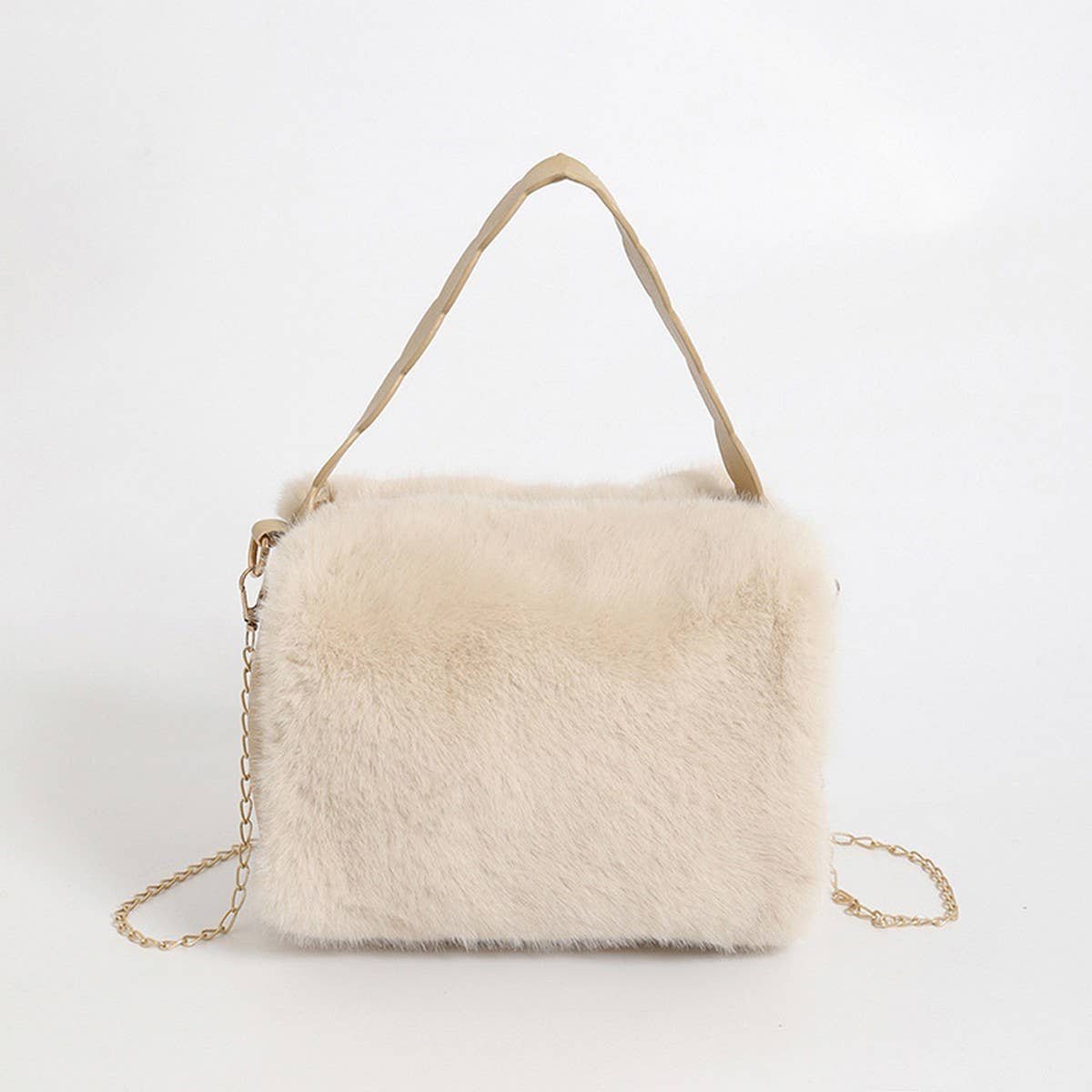 PLUSH TOTE HANDBAG SOFT CHAIN SHOULDER BAG_CUAB00582