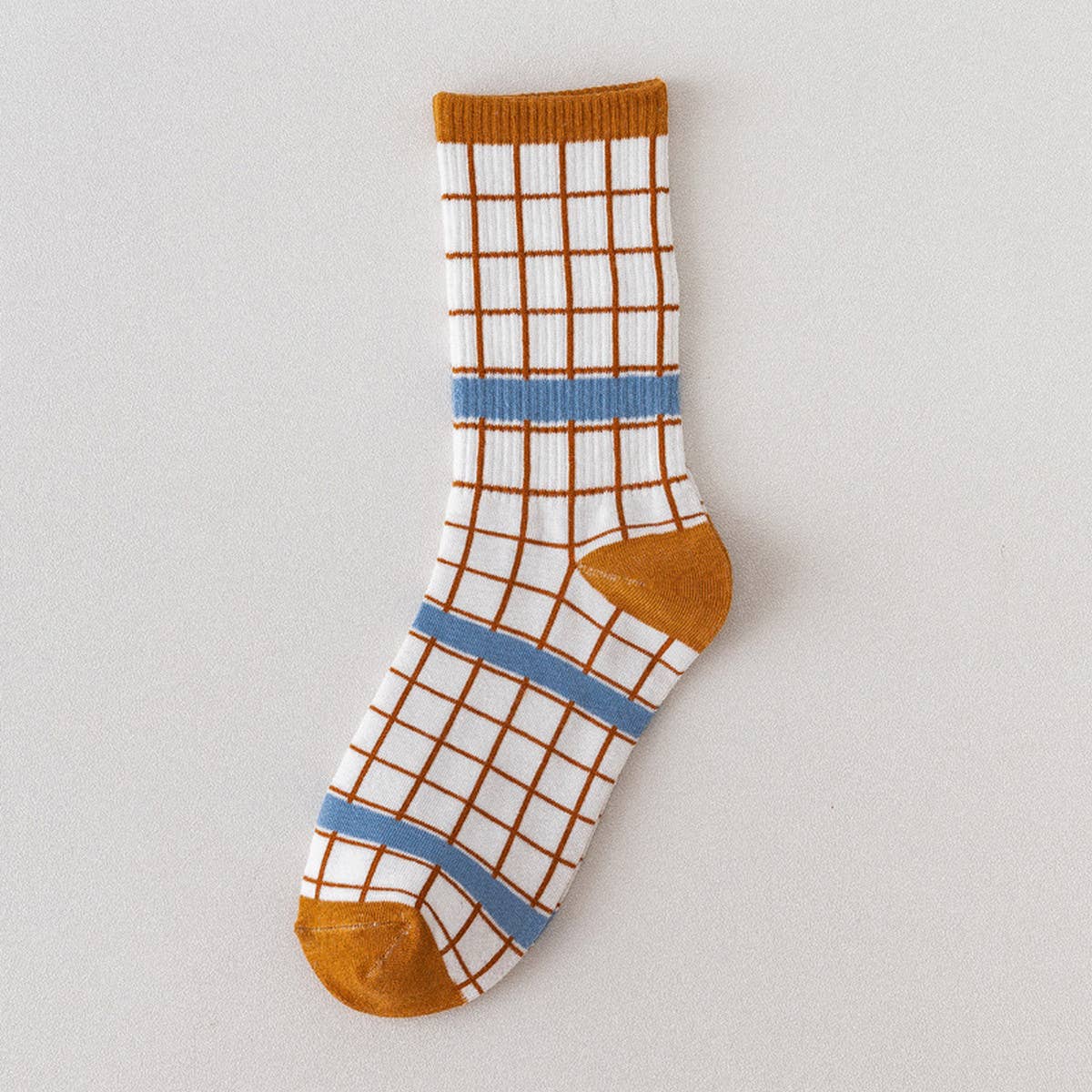 NEW CUTE BLUE PLAID SOCKS_CWMS0474