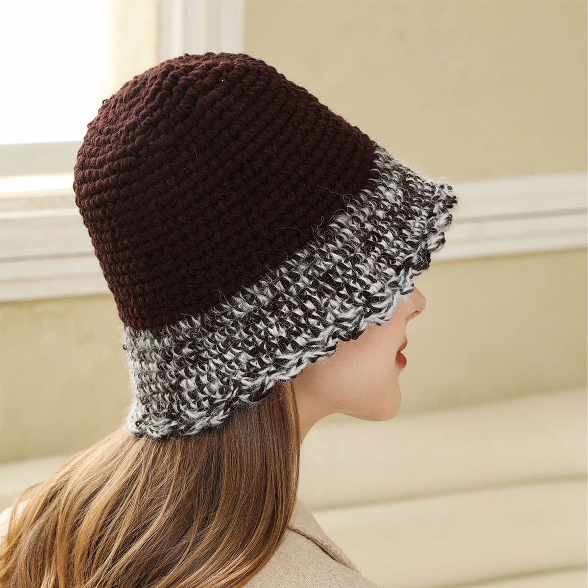 KNITTED BUCKET HAT WARM EAR PROTECTION BEANIE_CWAH1980