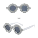 FASHIONABLE ROUND DIAMOND STUDDED SMALL SUNGLASSES_CWASG0856