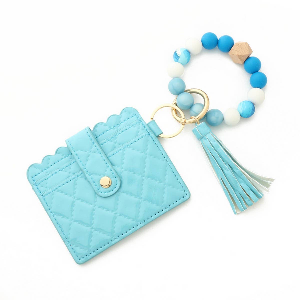 GEOMETRIC BEADED WALLET KEYCHAIN FOR WOMEN_CWAB4997