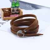 NEW FIVE CIRCLE EMBOSSED LEATHER BRACELET_CWMM4456