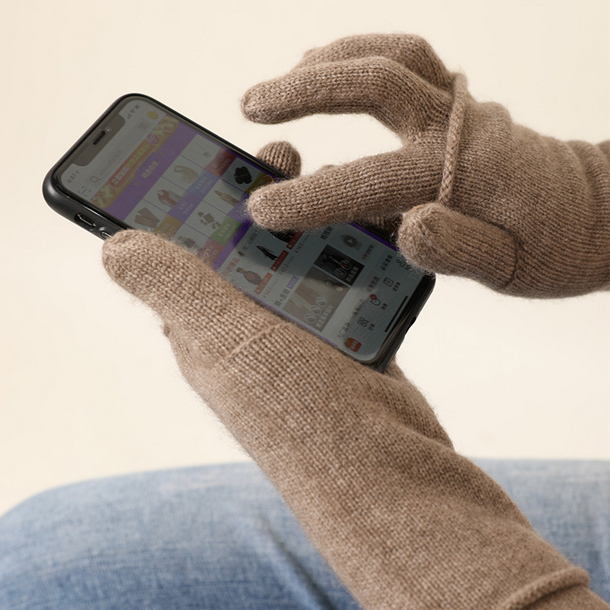 2 IN 1 CASHMERE GLOVES FULL FINGER TOUCHSCREEN_CWAG0530